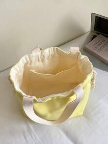 Fashionable Colorful Drawstring Bucket Bag - Yellow - View 9