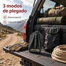 Pala Plegable Multifuncional de Acero con 3 Modos de Plegado, Herramienta de Excavación Portátil para Camping, Senderismo, Jardinería y Vehículo - Negro - Ver 3