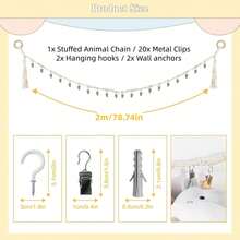 2m Solid Color Handmade Braided Cotton Rope Doll Storage Hanging Rope, Minimalist Bedroom, Living Room Doll Storage Hanging Rope, No Floor Space Occupied, Gentle Wall Atmosphere Decoration - View 3