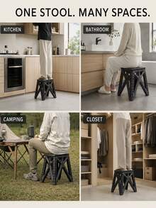Foldable Foot Stool Can Hold 440 Lbs - 9 Inch Sturdy Foldable Foot Stool With Non-Slip Base, Space-Saving For Kitchen, Bathroom, Camping - Multicolor - View 5