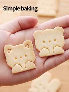 4pcs Cartoon Animal Cookie Cutters, Featuring Cute Dog, Rabbit, Cat And Bear Cookie Stamps. Kitchen Baking Tools, Cookie Molds For Cake Decoration - View 10