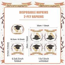 100/60/20pcs 13 * 13 Inch Disposable Graduation Season Party Napkins, Graduation Caps And Scroll Patterns, With The Word "Congratulations", Used For Graduation Season Parties, Graduation Celebrations, Family Gatherings, And Restaurant Decorations - Apricot - View 4