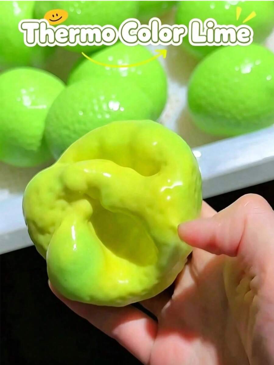 1pc Handmade Crunchy Color-Changing Lemon Ball, ASMR Tactile Stress Relief Squeeze Toy, Portable Fingertip Toy, Suitable For Kids, Teens And Adults, Holiday Party Gift - Multicolor - View 1