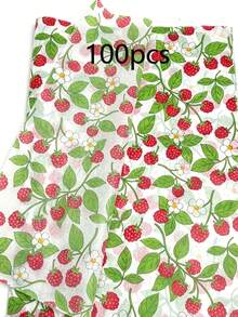 30/45/60/100 Sheets Hand-Painted Raspberry Print Pattern Tissue Paper, Suitable For DIY Crafts, Party Gifts, Bouquet Wrapping, Clothing Packaging And Birthday Gift Decoration - Hand-painted Raspberry Print - View 6