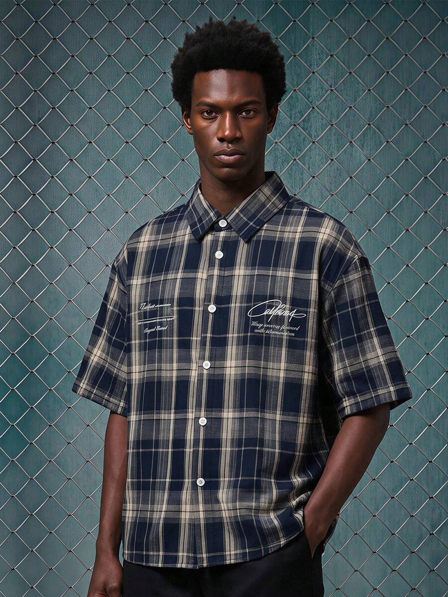 EVRINFINITE Men's Summer Casual Plaid Short Sleeve Shirt - Multicolor - View 1