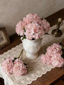 1pc Artificial Hydrangea Stem With Leaves, Real Touch Artificial Hydrangea, Suitable For Wedding, Home, Garden, Bedroom, Tabletop, Party, Birthday, Wall Decor, Autumn Decor, Wreath, Bouquet, Outdoor Garden Decor, Artificial Flower, Pink Flower - Multicolor - View 10