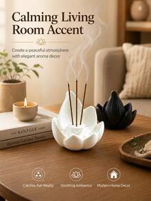 Lotus Aromatherapy Base, Creative Lotus Shaped Incense Burner, Home Fragrance Decor, Helps Regulate Mood And Purify Air, Suitable For Living Room, Bedroom, Room, Home Decor, Wedding, Essential Fragrance Tool For Yoga And Meditation Enthusiasts - Regular Model - View 6