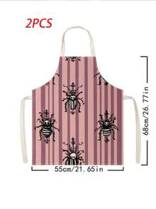 1pc/2pcs Vintage Halloween Green Gemstone Spider Apron, Dark Style Black Kitchen Apron, Faux Linen Printed Apron, Cooking Baking Grilling Apron, Gothic Style Holiday Party Home Decor Apron - Multicolor - View 13