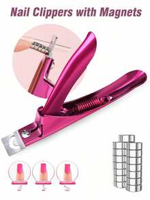 1 Set Adjustable Nail Clippers With 10 Magnets, Professional Nail Cutter, Suitable For Long Acrylic Gel Nails, Adjustable Nail Trimmer, Salon Home Manicure Tool - A - View 3