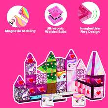 3.75 Magnetic Tiles 52PCS Colorful Window Mini Travel Set, Children STEM Education Building Blocks Toy, Educational Magnetic Blocks Set, Birthday Gift Christmas Gift - Multicolor - View 5
