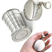 Portable Stainless Steel Cup With Lid - Foldable, Reusable, Multi-Functional Travel Cup, Suitable For Hot Drinks, Outdoor Activities And Sports Occasions, Sports Drink Utensil | Compact Design Cup - Multicolor - View 7