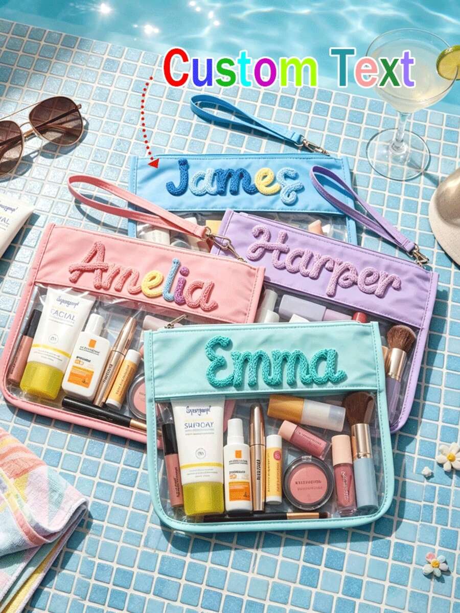 Personalized Custom Storage Bag | Beach Bag | Transparent Storage Bag | Summer Gift | Toiletry Bag | Wet Storage Bag | Transparent Makeup Bag - Multicolor - View 1