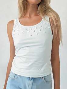 Pimkie Edition Damen-Tanktop mit Knopfdetail, verstellbaren Trägern, entspannter Passform, für lässige Alltagskleidung - Grün - Übersicht 1