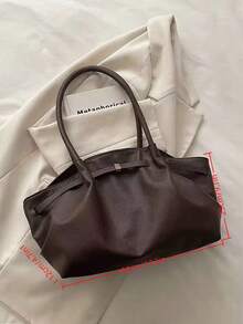 Korean Style Pleated Underarm Bag New Large Capacity Commuter Tote Bag Personalized Ins Solid Color Shoulder Bag For Women - Coffee Brown - View 7