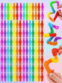 5/10/20Pcs Pop Tubes Random Color Sensory Toys, Fingertip Tubes Christmas Gifts, Connectable, Assembled And Stretchable - Multicolor - View 2