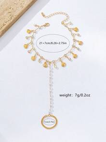 1pc Fashionable Personalized Elegant Tassel Anklet, Metal Shell Tassel Women's Toe Chain, Suitable For Daily, Party, Dance Wear - Golden - View 5