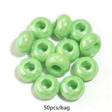 50pcs/Pack Acrylic Colorful Large Hole Wheel Beads 8*14mm Cute Macaron Solid Color Flat Beads DIY Phone Chain Keychain Home Curtain Decoration Loose Beads - Large Hole Wheel Beads - View 12