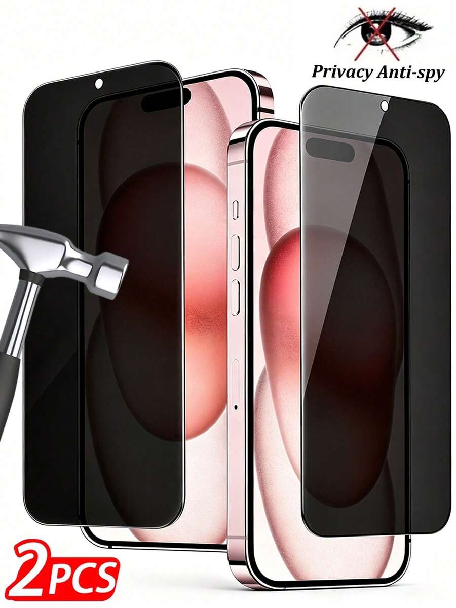 2片裝 17 Pro Max 防窺鋼化玻璃螢幕保護貼,軍規級防摔保護,9H 硬度,防窺螢幕保護貼,相容 17pro/17e/16promax/16pro/16plus/16/16e/15promax/15pro/15plus/15/14/13/12/11,快速簡易安裝,相容手機殼設計,日常生活與辦公室必備 - 黑色 - 查看 1
