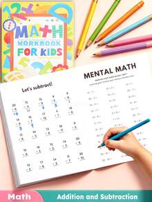 Caderno de Exercícios de Prática de Traçado de Números para Crianças, Páginas de Exercícios de Matemática com Prática de Adição e Subtração, Tarefas Integradas de Escrita & Habilidades Matemáticas, Papelaria & Suprimentos Escolares para Meninos e Meninas em Idade Escolar - Multicolorido - Visão 8