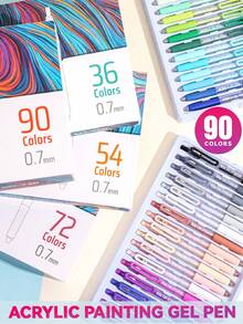Clickable Acrylic Painting Journal Pen Gift Set, 36-144 Colors Multiple Specifications Fluorescent Pens, High Precision Stainless Steel 0.7mm Nib, Smooth Ink Flow, Layerable With Strong 3D Effect, Suitable For Glass, Paper, Wooden Boards, Water Cups And Multiple Materials, Back To School Essential - Multicolor - View 2
