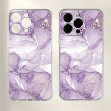1 pieza Funda de teléfono minimalista con patrón de mármol de concha, alta transparencia, anti-caída, anti-rayones, anti-huellas, carcasa suave de TPU transparente, protección de lente de cámara compatible con Apple, Nothing, Pixel, cubierta protectora - Multicolor - Ver 5