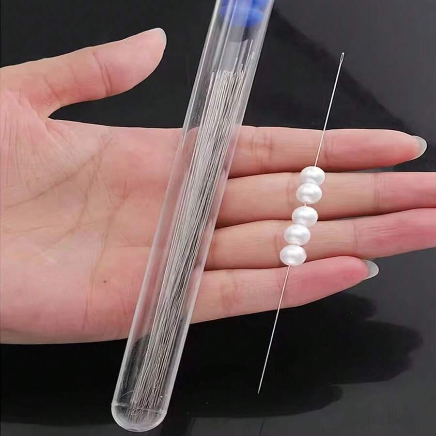 10/100pcs Beaded Needles With Tube, For Handmade Jewelry Sewing Tool Daily Use Needles - Beading Supplies & Jewelry Making