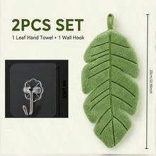 1/2pcs Leaf Shaped Hanging Towel Set, Soft Absorbent Decorative Hand Towel With Wall Hook, Cute Plant Style Bathroom Kitchen Farmhouse Towel, Unique Gift For Plant Lovers, Suitable For Home Apartment RV Daily Use - Multiple Styles - View 9