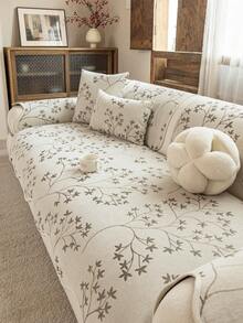 1 Stück Chenille-Sofabezug mit hohem Flächengewicht, rutschfeste haustierfreundliche Sofaauflage, dekorativer Stoff für alle Jahreszeiten und Feiertage, Heimdekoration, geeignet für 1/2/3/4-Sitzer Sofa Armlehne und Rückenlehne - Beige - Übersicht 4