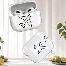 Line Airplane Pattern Earphone Case Protective Cover, Compatible With Apple Wireless Earphone Storage Box, With Anti-Scratch And Anti-Drop Protection Function - Multicolor - View 3