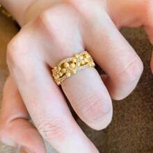 French Vintage Zirconia Inlaid 18K Gold Plated Sparkling Hollow Floral Open Ring For Women - Gold - View 7