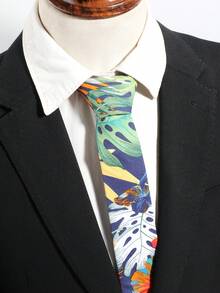 1件裝男士時尚花卉圖案手打領帶，適合日常穿著、職場、派對、正式西裝搭配 - 彩色 - 查看 2