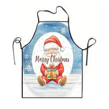1pc Christmas, Santa Claus, Christmas Bell, Christmas Snowflake, Christmas Reindeer, Christmas Tree, Christmas Snowman, Christmas Penguin, Christmas Cartoon Animal Pattern Chef Apron, Apron, Suitable For Home Decor And Kitchen Use. Made Of 100% Polyester Material, Designed As Sleeveless Style, Perfect For Home Kitchen, Outdoor BBQ Cooking. This Printed Apron Is Unisex, Machine Washable And Reusable, Essential Kitchen Item - Multicolor - View 12