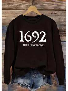 Halloween 1692 They Missed One Long Sleeve Halloween For Women Shirt Funny Long Sleeve Novelty Casual Gift Pullover - Black - View 2