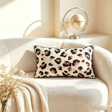 LCUHPCL 1pc American Vintage 3D Embroidered Dual-Color Leopard Print Rectangular Pillow Case With Piping, Suitable For Living Room, Bedroom, Sofa, Car, Party, Restaurant And More - Coffee Brown - View 13