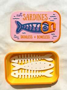 1pc Creative Sardine Can Design Jewelry Box, Fish Bone Necklace Anti-Tangle Storage Box, Ring And Earring Mini Jewelry Storage Box, Travel Jewelry Storage Box, Portable Jewelry Storage Box, Travel Essential - Multicolor - View 3