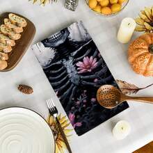 2/4/48pcs Halloween Series Pink Flower Skull Skeleton Pattern Printed Kitchen Towels - Ultra Soft, Highly Absorbent Polyester Dishcloths And Hand Towels, Perfect For Holiday Decor, Kitchen Decor, Party Decor - Multicolor - View 11
