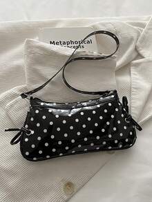 新款波點印花女款包，專為秋冬設計，復古時尚方型單肩包，拉鍊開合，容量精巧，輕便易攜，適合女性、學生與上班族通勤使用，亦可作為日常隨身小包 - 黑色 - 查看 5