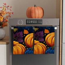 2/4/48pcs Autumn Series Deep Blue Contrast Pumpkin Pattern Printed Kitchen Towels - Ultra Soft, Highly Absorbent Polyester Tablecloths And Hand Towels, Perfect For Holiday Decor, Kitchen Decor, Party Decor. - Multicolor - View 10