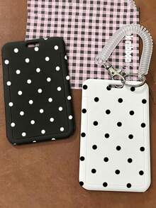 Classic Polka Dot Pattern Card Holder, Suitable For ID Card/Access Card, Gift, Also Suitable For Student ID, Meal Card, Subway Card, Bus Card, Student Pickup Card - Anti-Loss Hard Shell Card Box Card Holder Card Wallet Business Card Holder Credit Card Holder ID Card Holder Women's Card Wallet - Multicolor - View 5