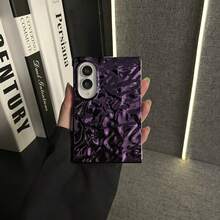 Luxury Minimalist Deep Purple Electroplated Wrinkled Phone Case, Compatible With Samsung Galaxy Z Fold 8 Wide Zfold8 Fold8 Protective Shell, Compatible With IPhone Duo Phone Case - Purple - View 3