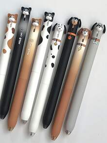 2/4/8pcs Cute Standing Puppy Press-Type Gel Pens, 0.5mm ST Tip, Quick-Dry Black Ink, Cartoon Animal Stationery, Suitable For Note-Taking And Back To School - Multicolor - View 3
