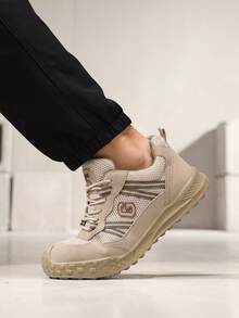 GUYISA Men's Khaki Professional Anti-Crush Anti-Puncture Protective Shoes, Workwear Series Solid Sole Oil-Resistant Acid-Alkali Resistant Lightweight Breathable Summer Functional Shoes - Khaki - View 4