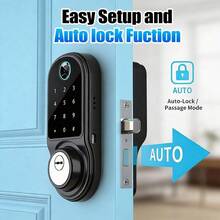 Smart Lock Fingerprint Door Lock – Tuya APP Remote Control, Keyless Entry Door Lock With Biometric Fingerprint, Password, Key, Passage Mode For Home Office – Black - AF06DSTUYA - مشاهدة 4