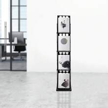 Black 4-Tier Foldable Metal A4 Literature Organizer, 4-Slot Desktop Iron Magazine Rack, Space-Saving Office Paper File Storage Display Stand - View 4