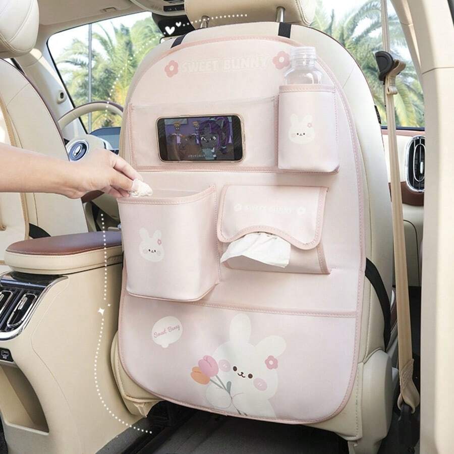 1pc Car Seat Organizer - Multi-Pocket Storage Bag With Tissue Box, Cup Holder And Phone Slot - Perfect For Vehicle Organization, Car Accessories