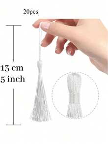 20/50/100個白色迷你流蘇，13cm/5in長附環，適用於書籤、珠寶製作、DIY手工項目 - 13cm白色 - 查看 6