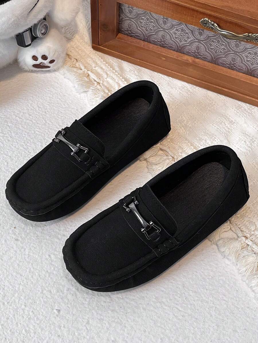 1 Pair Loafers Oxford Shoes, Soft Sole Casual Slip-On Sneakers Suitable For Boys' Spring/Autumn Outdoor Training Wear - Black - View 1