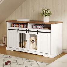 Dog Crate, Indoor Dog Crate Cabinet, With Sliding Door & Lock - 白色 - 查看 5
