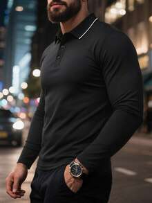 3pcs Men's Autumn Running Fitness Golf Sports Casual Long Sleeve Polo Shirts - Multicolor - View 2