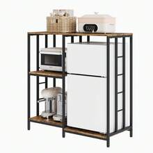Techigher 4-Tier Kitchen Bakers Rack With Mini Fridge Stand, Industrial Microwave Storage Shelves, Coffee Bar Table With Metal Frame For Kitchen & Office, 95 X 40 X 103 Cm - Multicolor - View 7